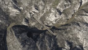 River canyon with railroad bridge 4K drone video