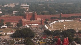 fort in Delhi, India, 4k aerial drone footage