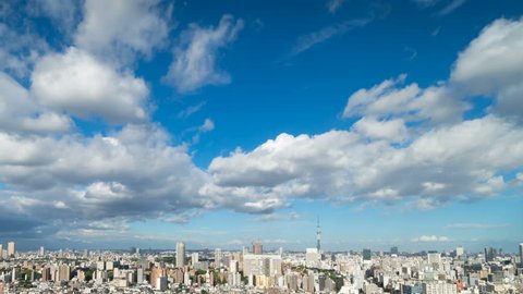 Beautiful Tokyo landscape timelapse summer sky
