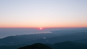 Glitch effect. Sunset View from Mount Akhun. Sochi, Russia