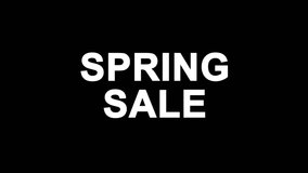 spring sale Glitch Text Abstract Vintage Twitched 4K Loop Motion Animation . Black Old Retro Digital TV Glitch Effect Including Twitch, Noise, VHS, Distortion.
