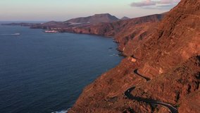 Aerial video of summer road and ocean 