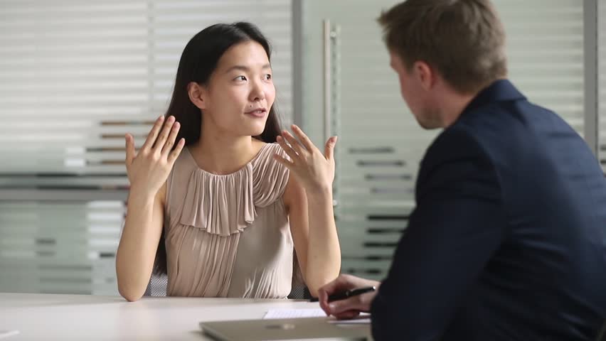 Happy asian job candidate or agent advisor handshake hr get hired at interview or make business deal with client, smiling manager shake hand employ client, recruiting and services advice concept Royalty-Free Stock Footage #1028495342