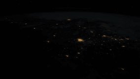 A flight over the earth's surface, taken from a space station. Elements Of This Video Furnished By Nasa. 