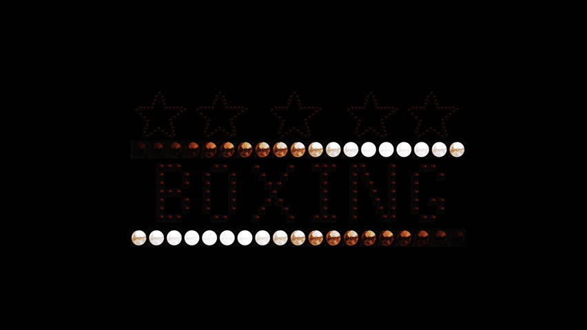 Boxing Text sign Seamless Loop animation bulbs LED pixels, light flashing, blinking lights advertising banner. Light Text. Digital Display. More TEXTS are available in my portfolio. 
With Stars Logo. Royalty-Free Stock Footage #1028505686