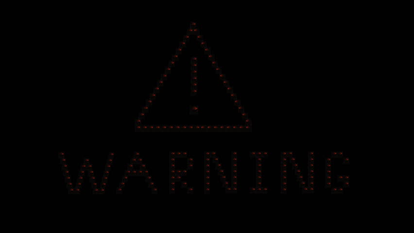 Warning Text sign Seamless Loop animation bulbs LED pixels, light flashing, blinking lights advertising banner. Light Text. Digital Display. More TEXTS are available in my portfolio. Tringle Sign. Royalty-Free Stock Footage #1028506562