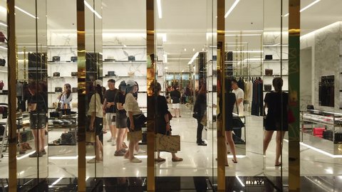BANGKOK, THAILAND - APRIL 15 : Exterior view of Yves Saint Laurent (YSL) a French luxury fashion store, at Siam Paragon Mall at Bangkok, Thailand on April 15, 2019
