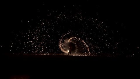 Stunning Slow Motion Fire Spinning Performance