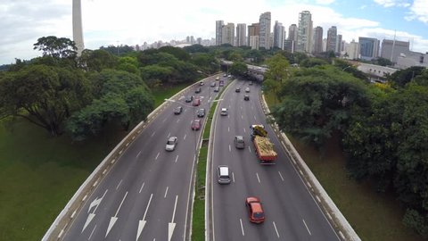 Aerial View of Avenue 23 May, Sao Paulo, Brazil