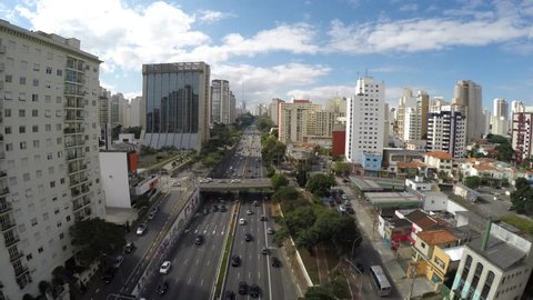 Aerial View of Avenue 23 May, Sao Paulo, Brazil