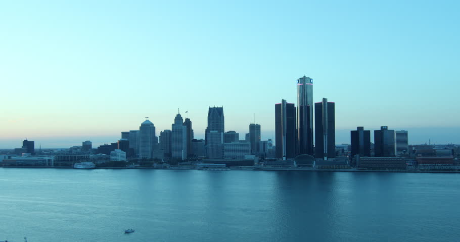 Excellent Day To Night Sunset Timelapse Detroit Cityscape