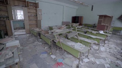Static Shot of Abandoned Classroom in Pripyat
