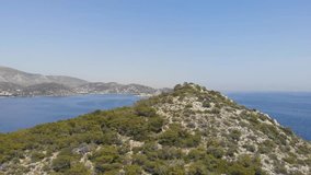 This stock video features an aerial drone shot from above mountain in Greece.