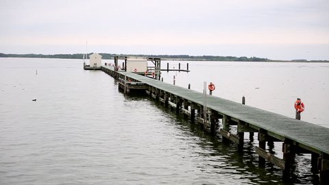 Dock at Patuxent River in Solomon's Island, Maryland.