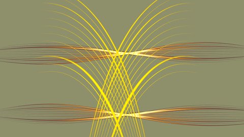 Gray green and gold abstract style background. Moving and rotating golden lines. Concept of flow, luxury, style, splendor. Copy space. Motion graphics.