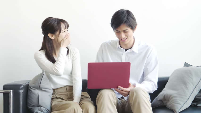Couple asian outdoor watching