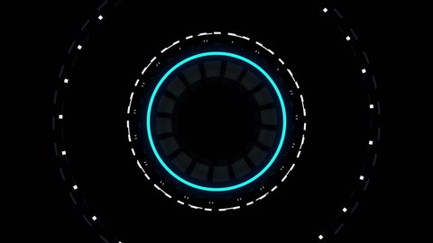 Futuristic HUD conceptual animation, background for video intro, science fiction and hi-tech shapes design
