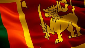 Sri Lanka flag Motion Loop video waving in wind. Realistic Sri Lanka Flag background. Sri Lanka Flag Looping Closeup 1080p Full HD 1920X1080 footage
