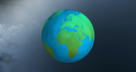 Digital animation of a rotating and pulsating model of the Earth with zooming neural networks and clouds
