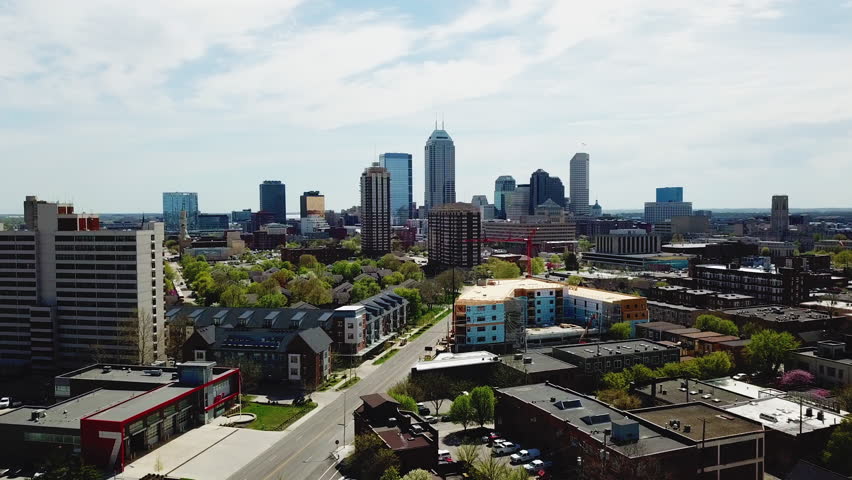 4k Aerial View of Indianapolis, Indiana Skyline and downtown