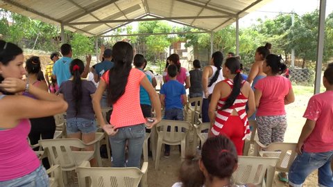 Cucuta/Venezuela - April 23, 2019: People standing during a church service