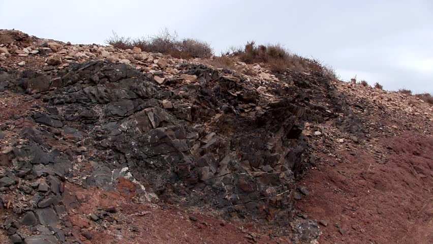 Medium shot of Basalt formation on Lanzarote, Spain.