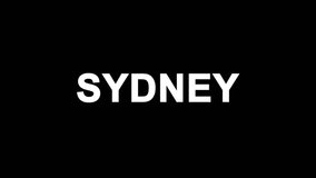 SYDNEY Glitch Text Abstract Vintage Twitched 4K Loop Motion Animation . Black Old Retro Digital TV Glitch Effect Including Twitch, Noise, VHS, Distortion. - Powered by Shutterstock - Get 15% off with code: PIKWIZARD15