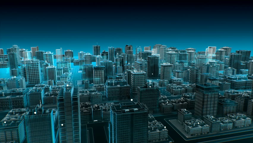 Various smart sensor icon on Smart city, connecting 'SMART CITY' computing IoT technology. blue x-ray aerial view. 4k animation. Royalty-Free Stock Footage #1028658038