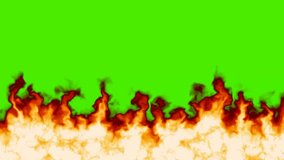 seamless loop animated fire flame in massive blaze on green screen background