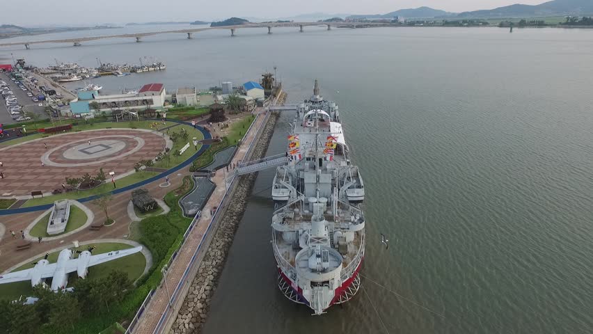 A ship park made by a retired landing ship on the bay of Gimpo city in Gyeonggi province, Korea.