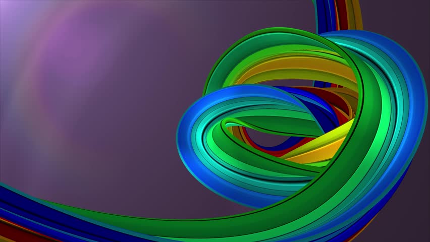 Soft colors 3D curved rainbow rubber band marshmallow rope candy seamless loop abstract shape animation background