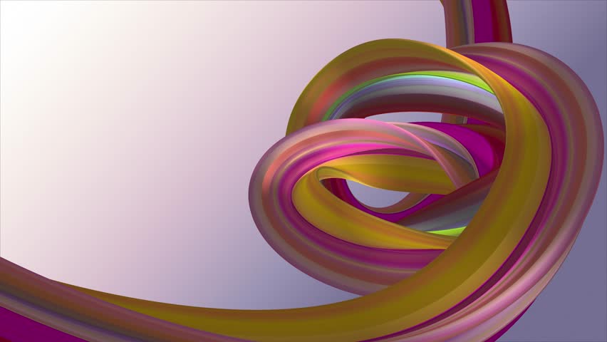 Soft colors 3D curved rainbow rubber band marshmallow rope candy seamless loop abstract shape animation background
