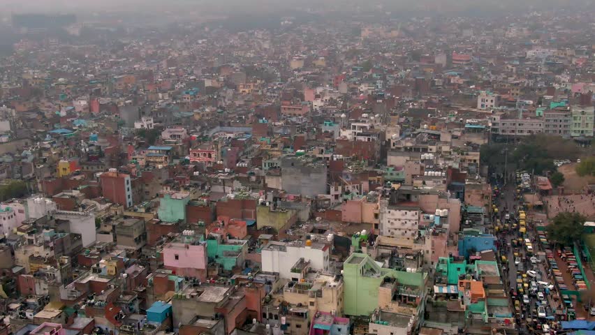 india delhi city center slums roofs Stock Footage Video (100% Royalty ...