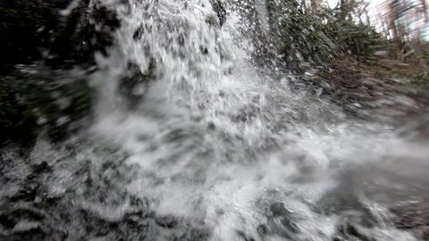 Water Gushing from Waterfall in Blue Ridge Mountains in 4K