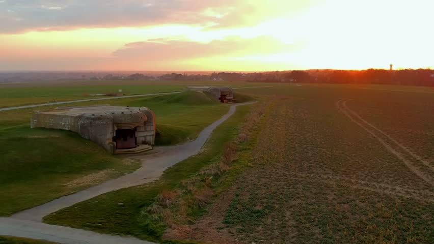 Canons battery over the coast of Normandy, France, Gold beach, ww2