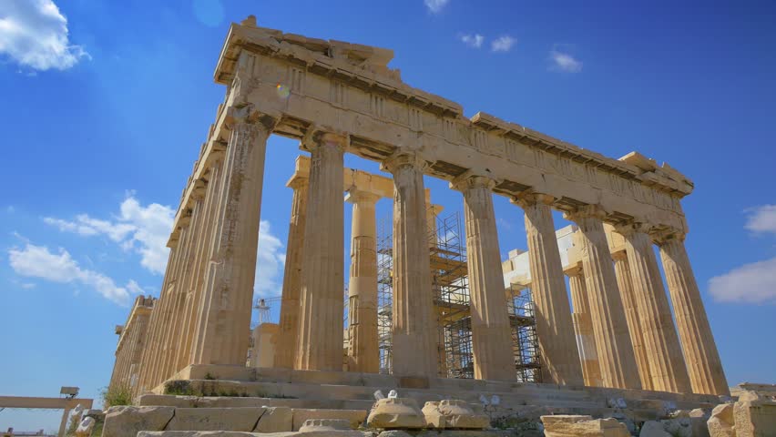 The Parthenon temple on the Athenian Acropolis, Greece. Steadicam shot Royalty-Free Stock Footage #1028692043