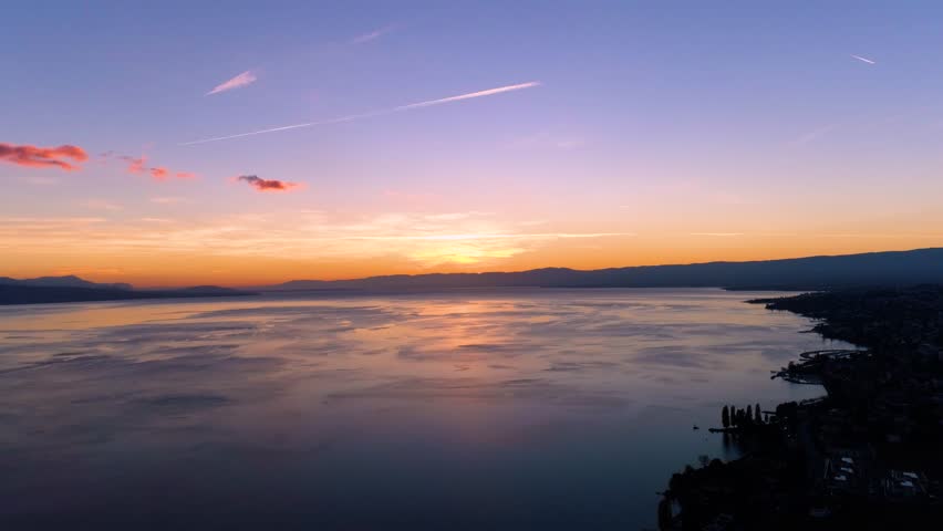 Flying high above Lake Léman, beautiful sunset colors
Lavaux - Vaud, Switzerland