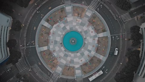 Tel Aviv, Israel-Dizengoff Square, New Dizengoff Circle fountain aerial 2019 4k Roundabout