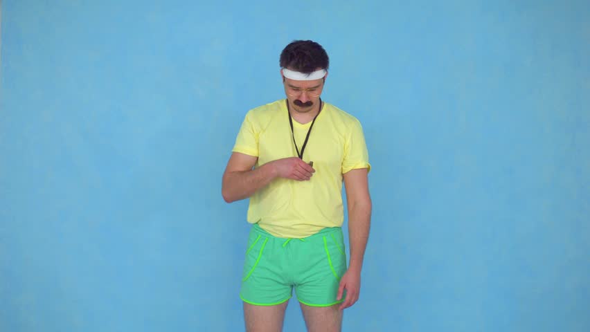 Funny Man Athlete 80s Mustache Makes 