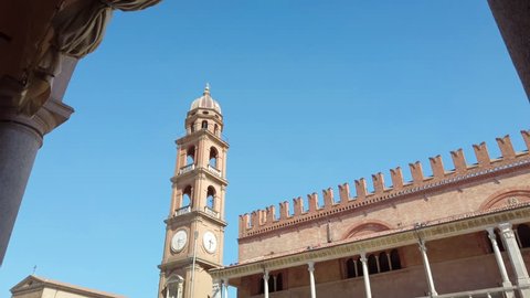 Faenza, Ravenna, Emilia-Romagna, Italy: Piazza del Popolo (People's Square), the medieval palace, the cathedral. Faenza is famous for the artistic ceramics pottery.