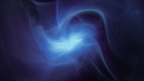 Fractal flame, gas, nebula, smoke or plasma. Looping abstract animation. Soft evolving curves. Background or screen saver. Purple, blue, cyan, turquoise, white.