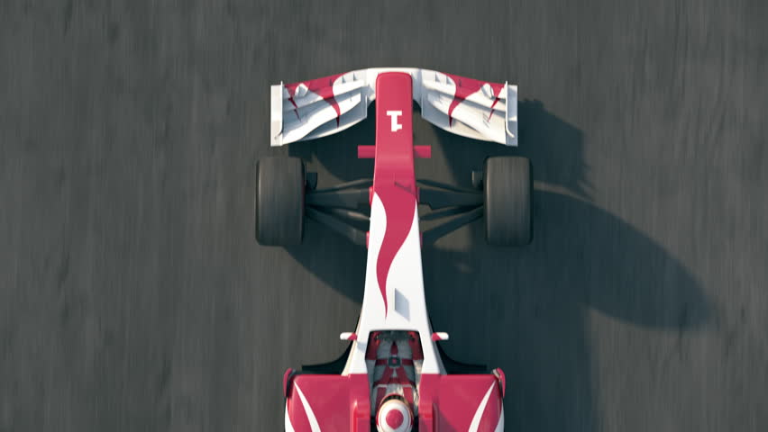 Top view of a formula one race car driving across the finish line with success written on the track - realistic high quality 3d animation - see portfolio for more