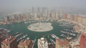 Aerial view of The Pearl Qatar skylines, Doha, Qatar