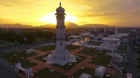 Sunset with Baiturrahman Mosque in Banda Aceh