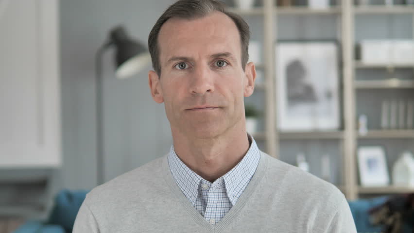 Inviting Gesture by Beard Middle Aged Man