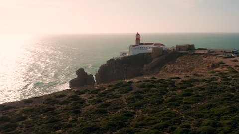 Aerial: The light of Cabo de São Vicente in Portugal.