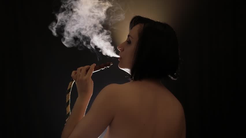 Pretty smoking woman naked