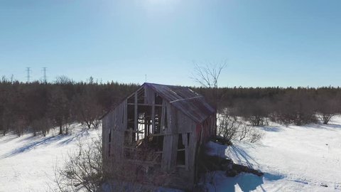 Old barn in Canada by drone.