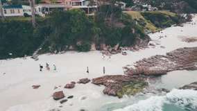 Cinematic Aerial Drone Video of the white Hyams beach in New South Wales, Australia