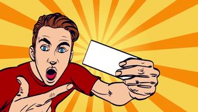 4k video surprised man doodle, advertisement in pop art style - Powered by Shutterstock - Get 15% off with code: PIKWIZARD15